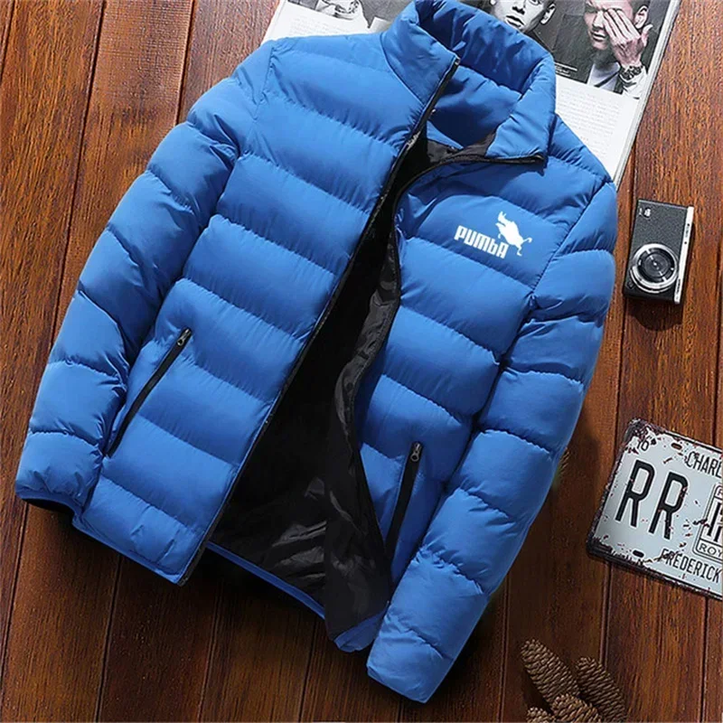 2024 Men\'s New Autumn Winter Simplicity Fashion Casual Warmth Thickened Waterproof Windproof Brand Sign Print Zipper Jacket Coat