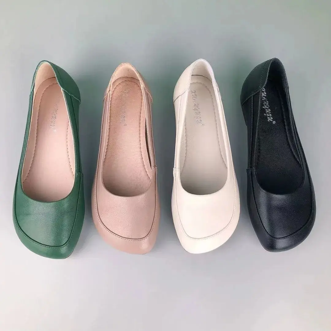 2024 New Casual Green Single Shoes for Women Flat Bottomed Shallow Mouthed Loafers Mom Leisure Ballet Flats