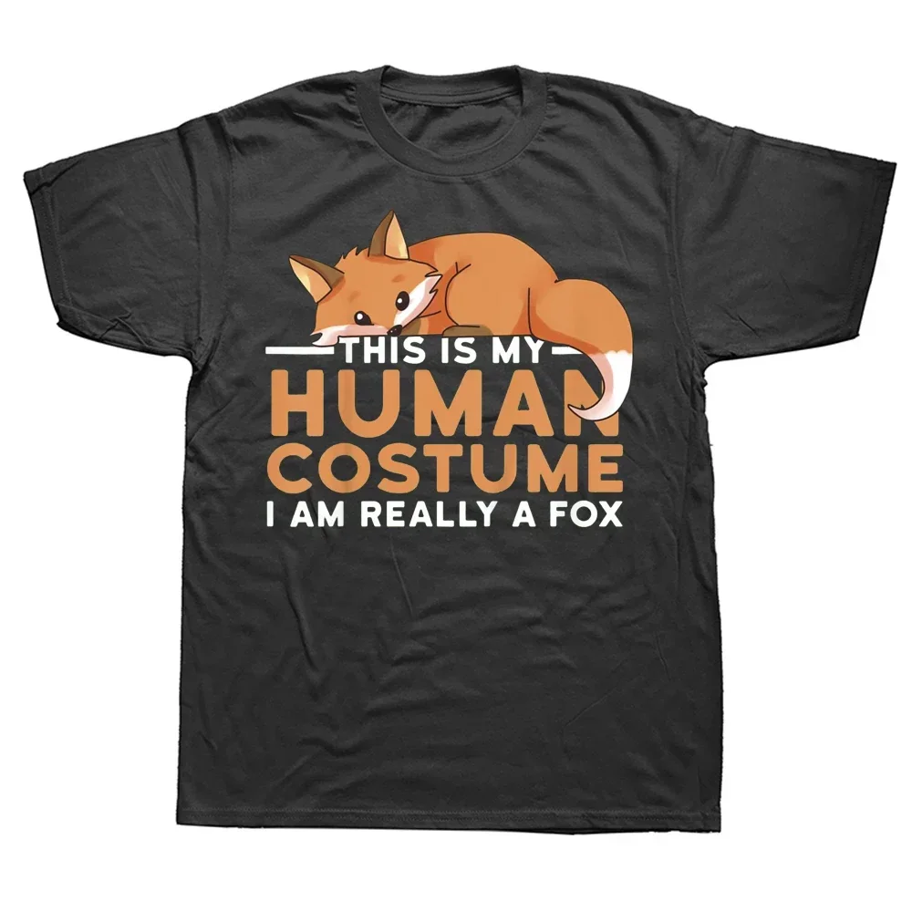 

Graphic Cotton Streetwear Short Sleeve Birthday Gifts T-shirt This Is My Human Costume I'm Really A Fox Halloween T Shirts funny