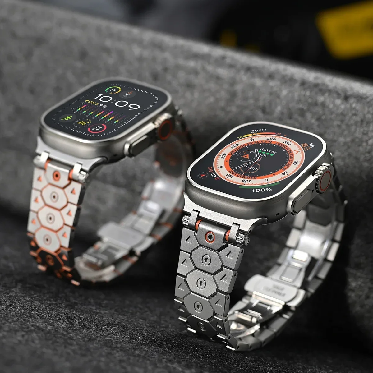 Luxury Titanium Color Strap for Apple Watch Ultra 2 Band 49mm 45mm 44mm 42-46mm Stainless Steel Bracelet iwatch 10 9 8 7 6 5 SE