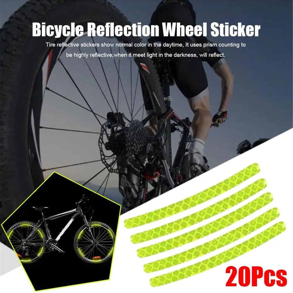 Car Tire Rim Reflective Sticker Night Safety Warning Hub Auto Bike Wheel Motorcycle Strip Decals Reflector 20Pcs Stickers A9E8