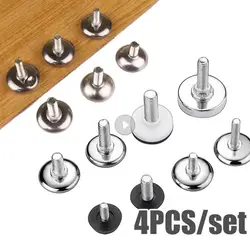 4Pcs Adjustable Steel Furniture Legs Anti-slip Base Table Cabinet Leg Pad Feet Leveler M6 M8 Screw Metal Furniture Foot Level