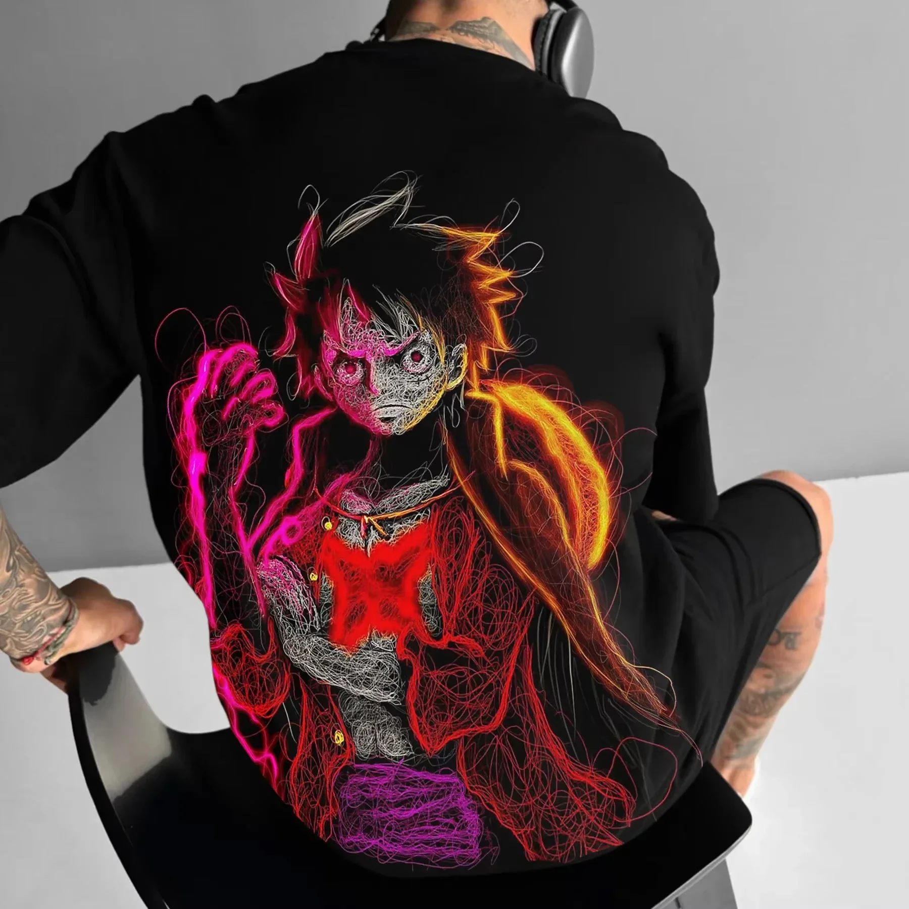 夏ワンピースアニメ共同ブランドTシャツ2026ストリートメンズ日本原宿ルーズカジュアル親子半袖トップス