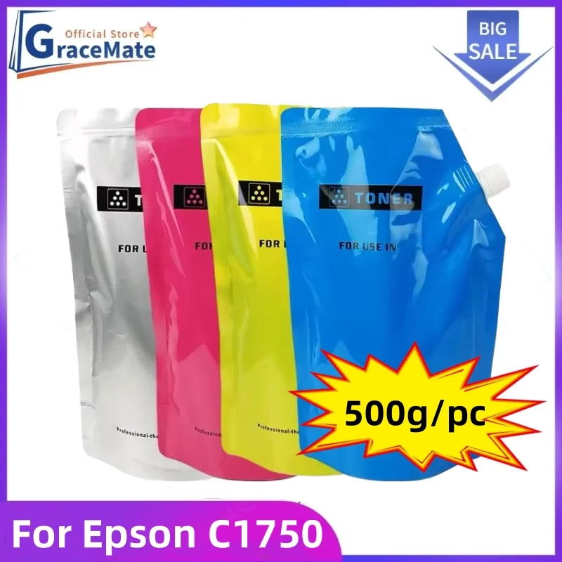 

500g/pack 4Color C1750 C1750N Toner Powder Compatible for Epson AcuLaser C1750W CX17NF Printer Toner CX17WF Toner