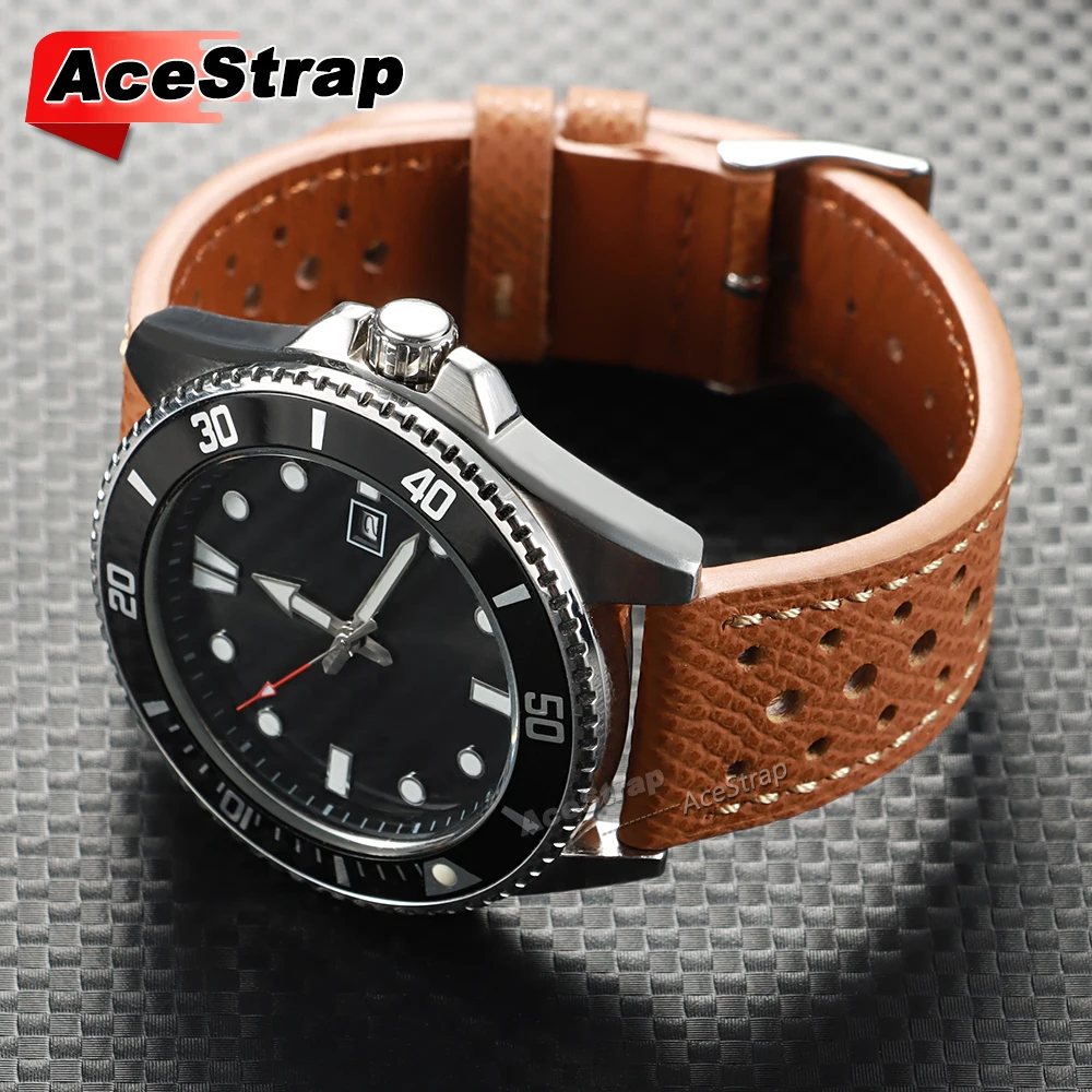 تنفس مثقب الجلود حزام ساعة اليد 18 مللي متر 20 مللي متر 22 مللي متر سوار للرجال النساء مقاوم للماء معصمه استبدال الإكسسوارات