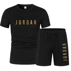 Summer Youth Men's Short sleeved T-shirt+Shorts Set Fashion Trendy Casual Sports Two Piece Set