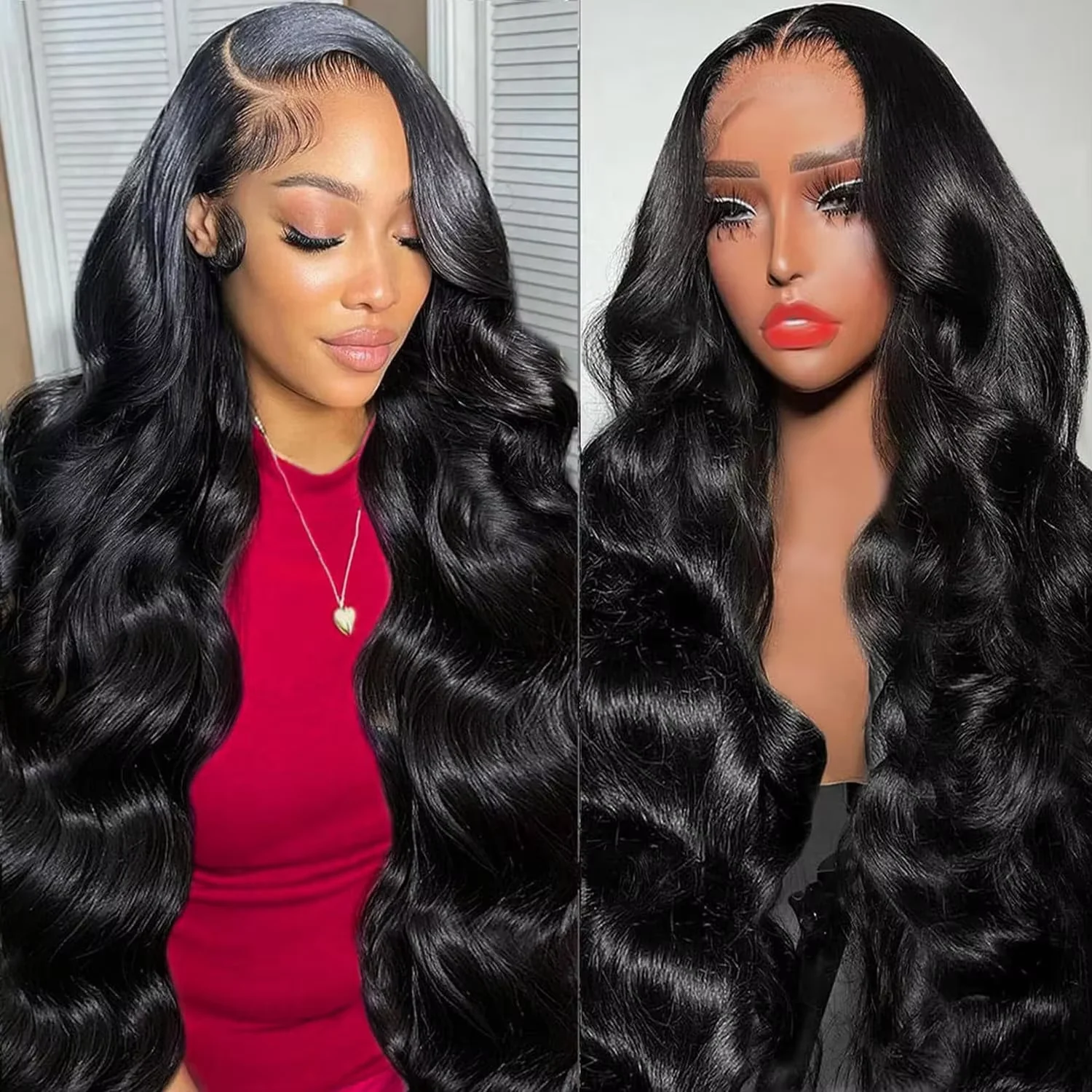 40インチ、42インチのボディウェーブ、13x6-hdレースフロントウィッグ、黒人女性向けブラジル人毛、ベビーヘア付き、5x5レースフロントウィッグ