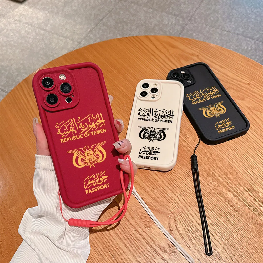 Yemen Passport Phone Case For Samsung A03 A04 A05S A10S A11 A12 A20S A21S A13 A14 A54 A34 A53 A33 Cover With Hand Strap