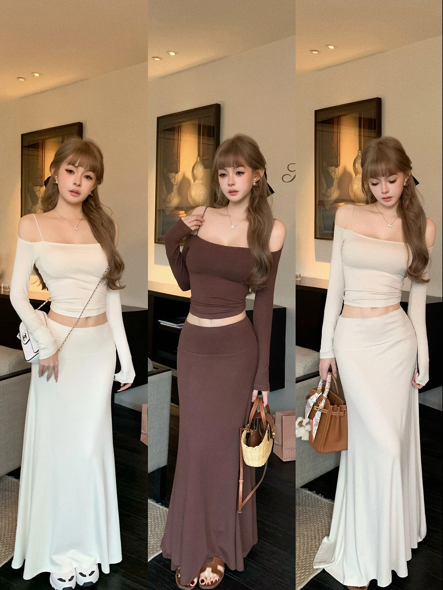 

Slimming Curves NSS Collection Pure Desire Women's Fashion Set High Waist Spring Casual Date Suitable Two-Piece Suit