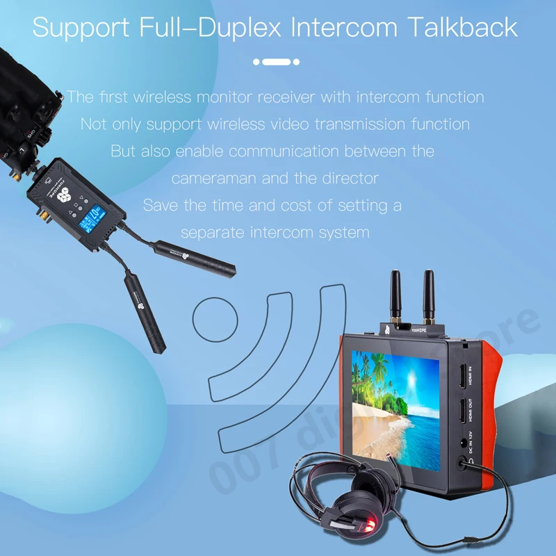 Forhope XM155 نظام نقل الفيديو اللاسلكي شاشة 5.5 بوصة 2 في 1 شاشة تعمل باللمس كاملة Dupiex Talkback الاتصال الداخلي