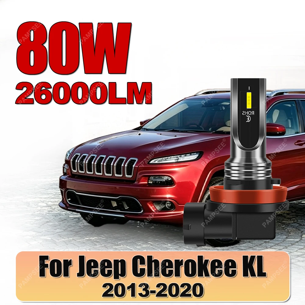 H11 LED Lamp Car Front Fog Light 3000K Yellow 12000K Ice Blue 80W For Jeep Cherokee KL 2013 2014 2015 2016 2017 2018 2019 2020
