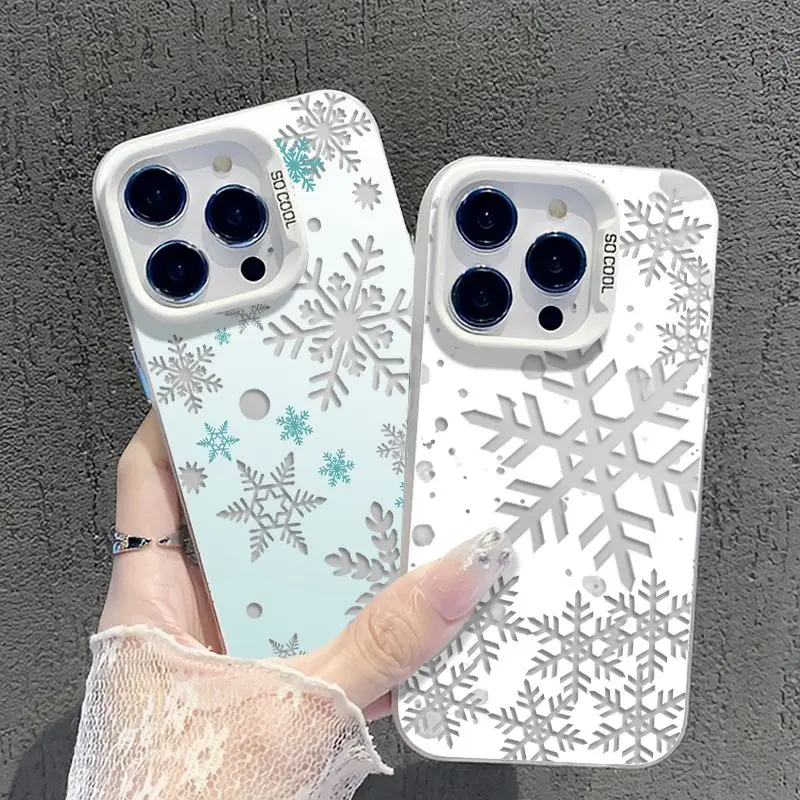 INS Hollow out snowflakes Pattern Shockproof Matte Phone Case For iPhone 16 15 14 13 12 11 Pro Max XR XS MAX 7 8 PLUS MINI Cover