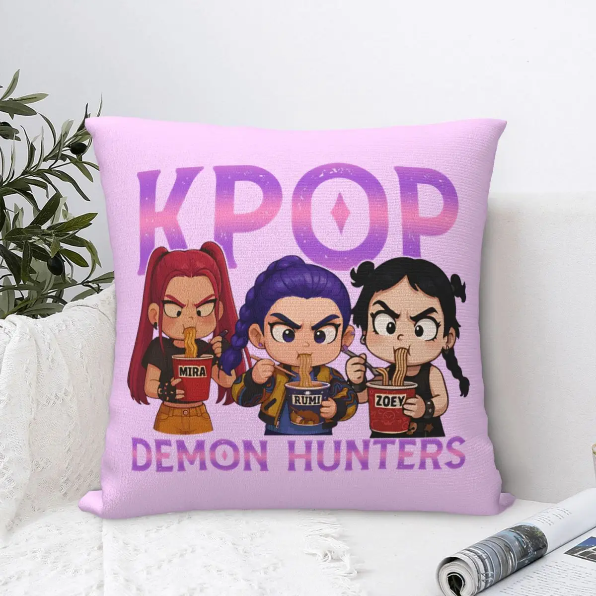 

Kpop Demon Hunters Inspired, CHIBI Square Pillow Case Throw Pillow Customized Cushion Covers