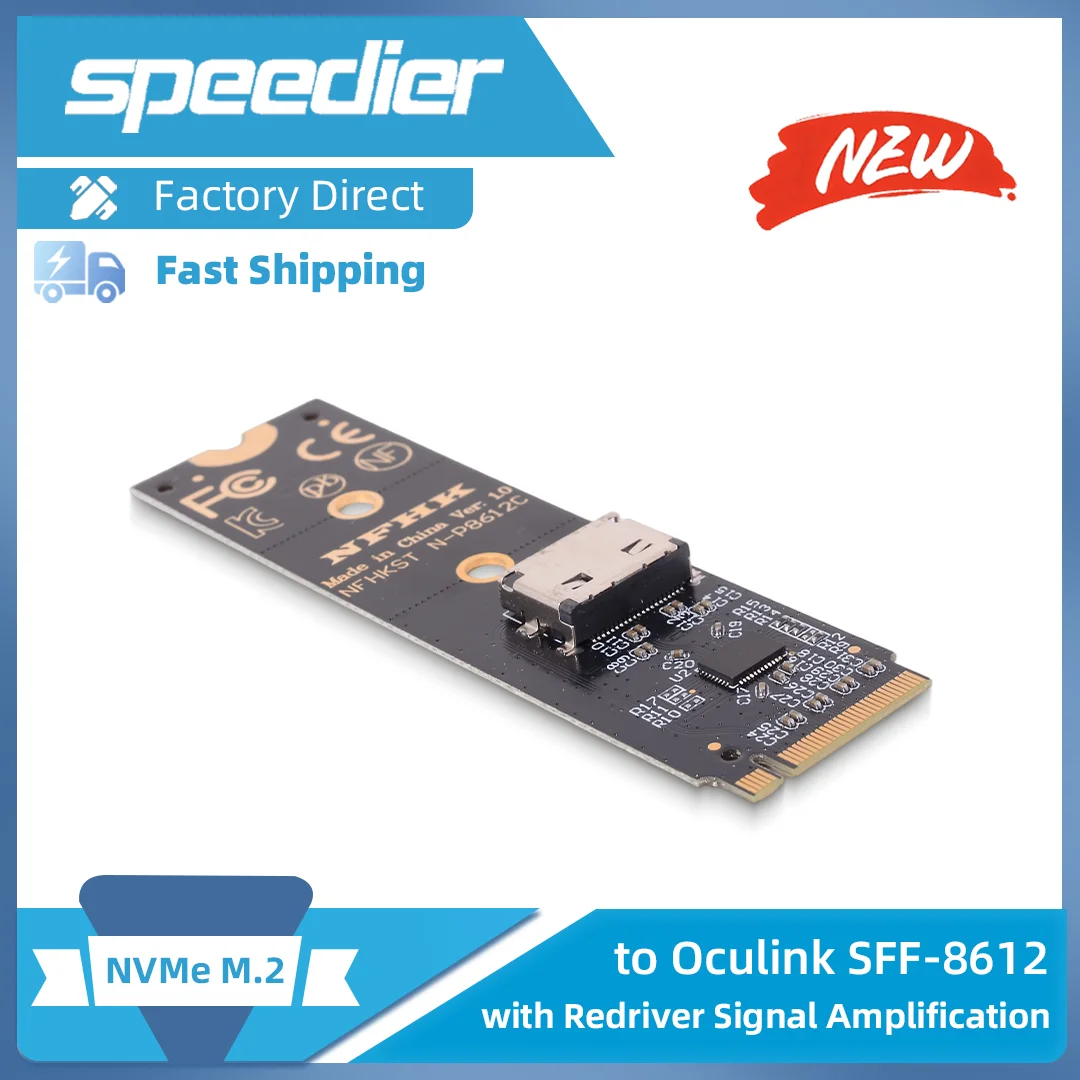 

Карта-адаптер Redriver с усилением сигнала NVMe M.2 на Oculink SFF-8612