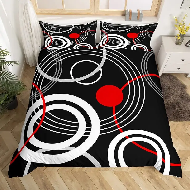 

Geometry Duvet Cover Set, Abstract Geometric Aesthetic Bedding Set for Kids Adults Bedroom Decor, Twin King Size Comforter Cover