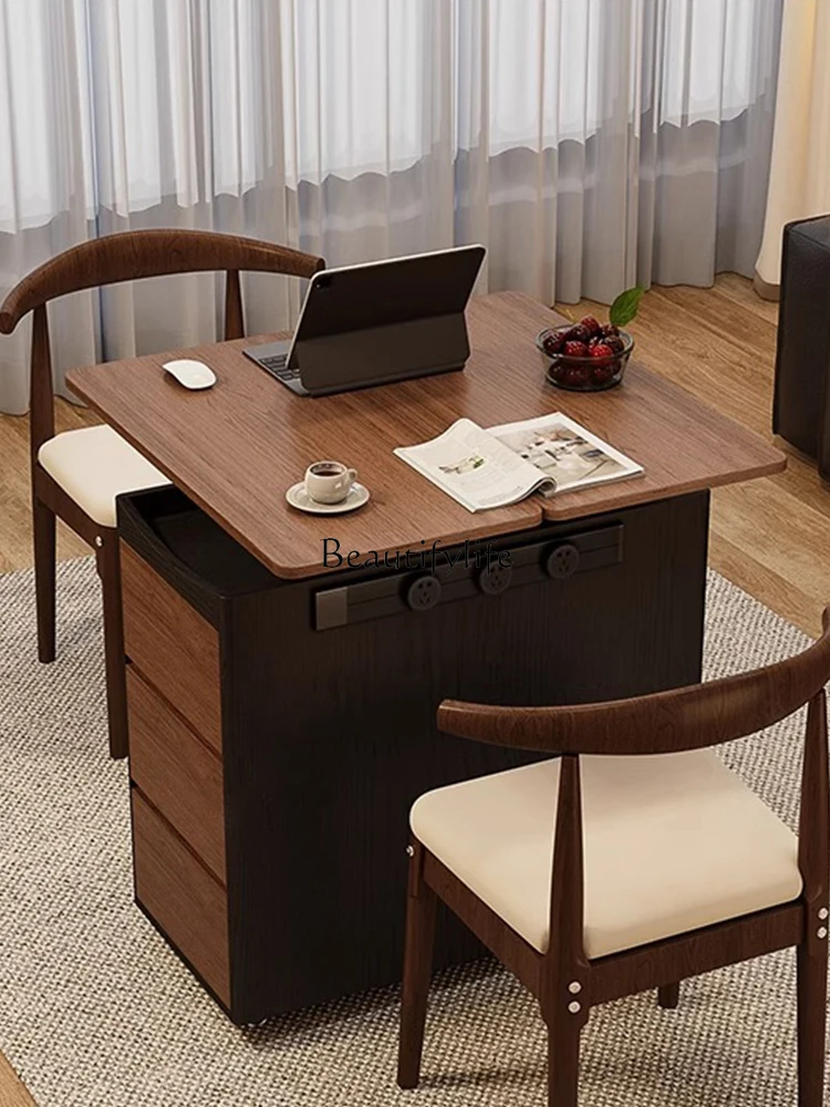 

yj7 Multifunctional Island Table Dining Table Movable Small Apartment Lifting Folding Storage Cabinet