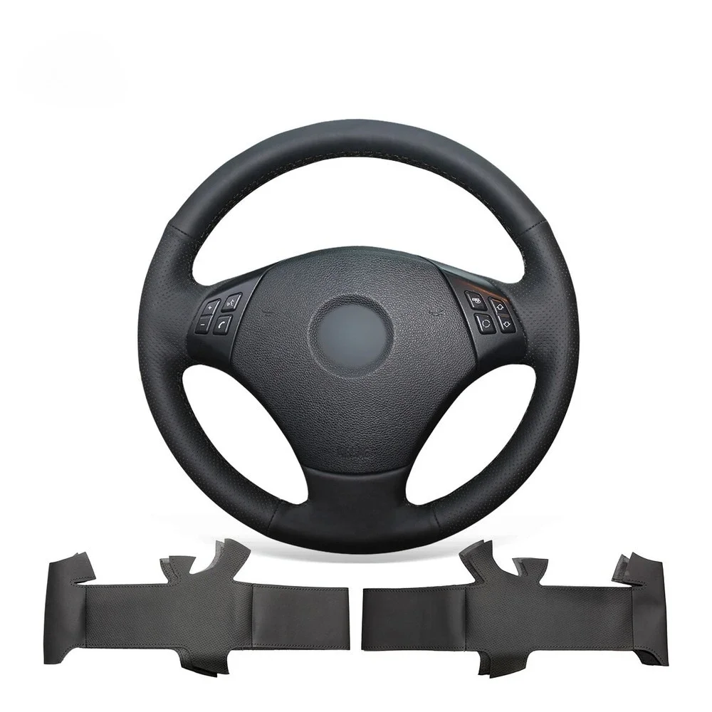 

Чехол для руля из черной искусственной кожи, сшитый вручную, для BMW 3 серии E90 E91 E92 E93, аксессуары для интерьера автомобиля