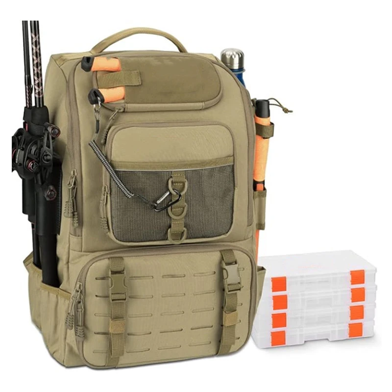 

Men 40L Fishing Backpack Multi-functional Rod Holders Fish Tackle Rucksack Lure Storage Bag Outdoor Camping Hiking Riding Bags