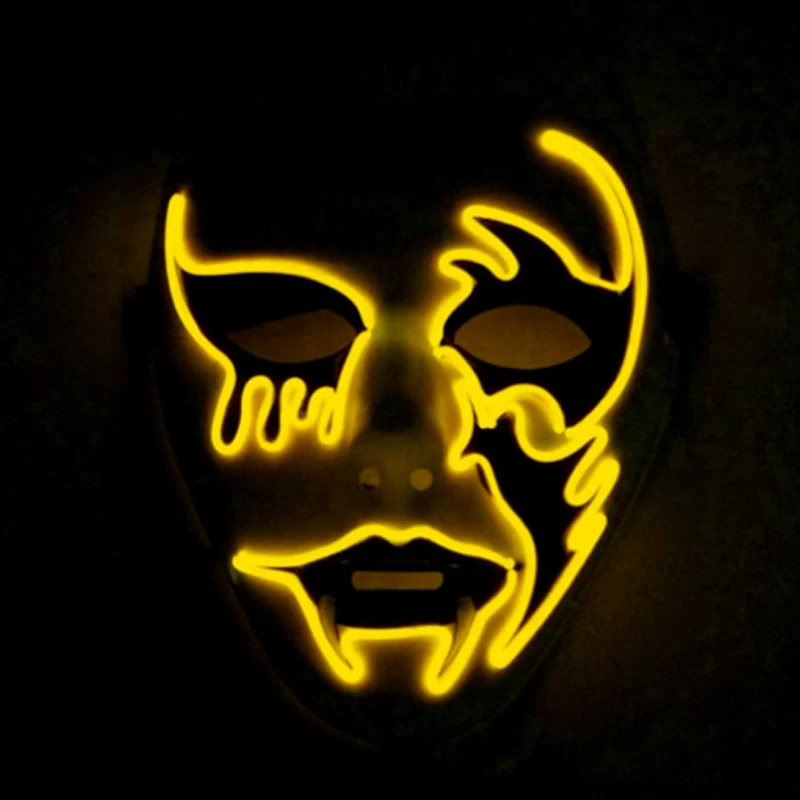 Led Devil Mask Scary Halloween Masque Party Carnival Nightclub Show Devil Cosplay Mask Light Glow Weird Face Mask