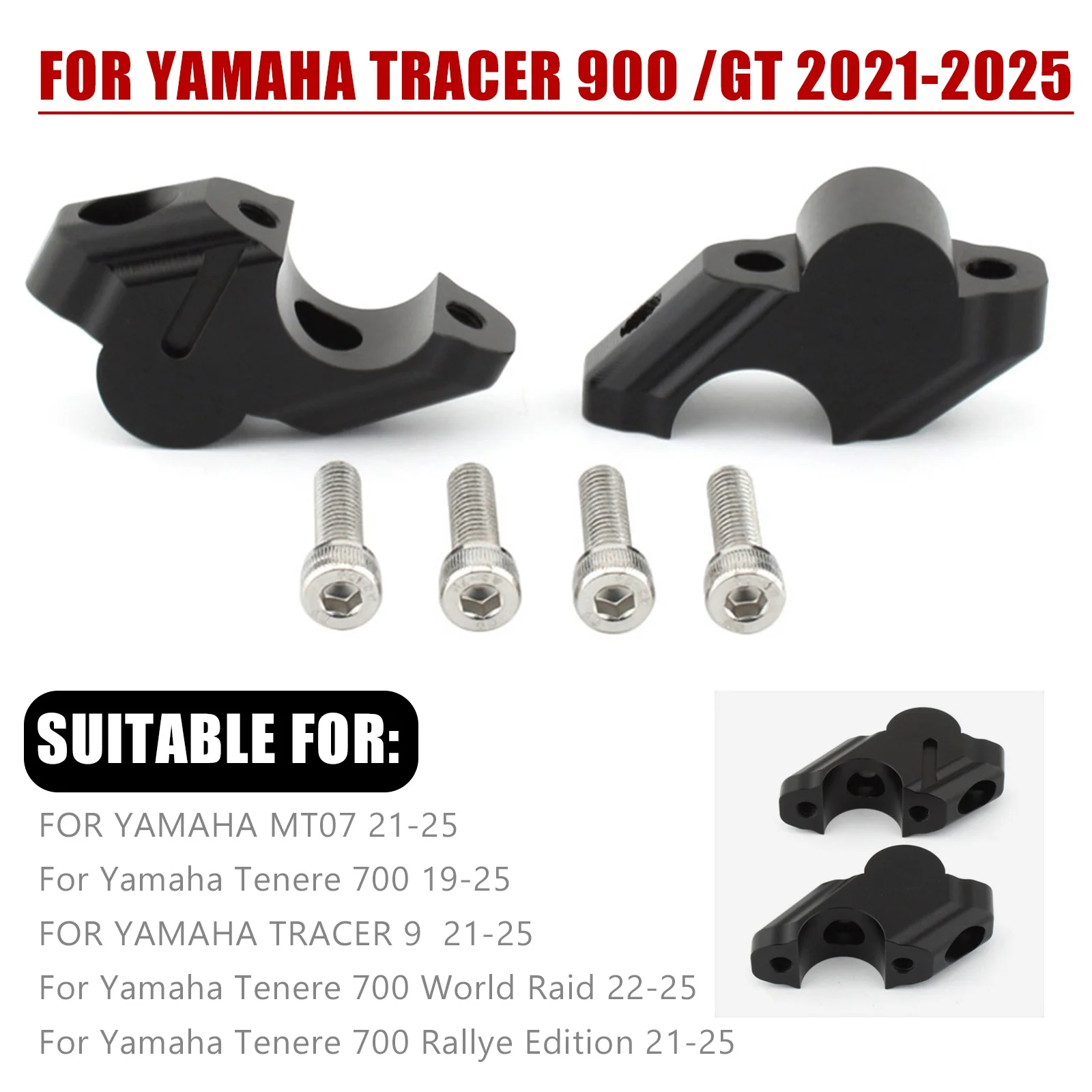 Handlebar Riser Mount Clamp for Yamaha Ténéré 700 2019+ MT-07 2021+ Move Back