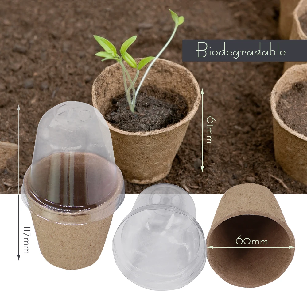 Biodegradable Plant Seed Starting Pot Round Seedling Cup Starters Planter Nursery Pots with Drainage Holes for Vegetable Seed