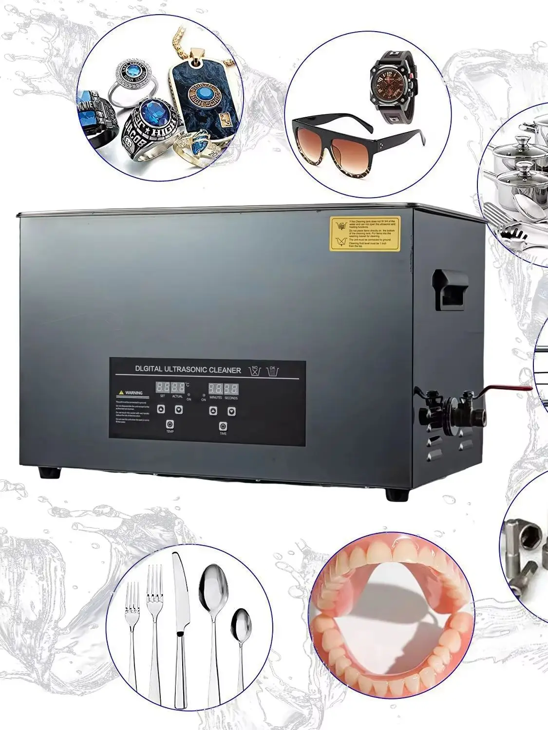 2L/3L/6L/10L/15L/30L Ultraschallreiniger mit Digitaler Heizung, Edelstahl-Ultraschallreinigungsmaschine 40KHZ Haushaltsgerät