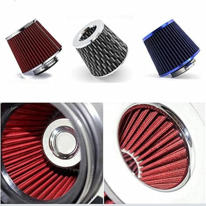 Universal 76/90/101mm Sports Air Filter High Performance Clamp-On Cold Air Intake Washable Car Professional Spare Parts