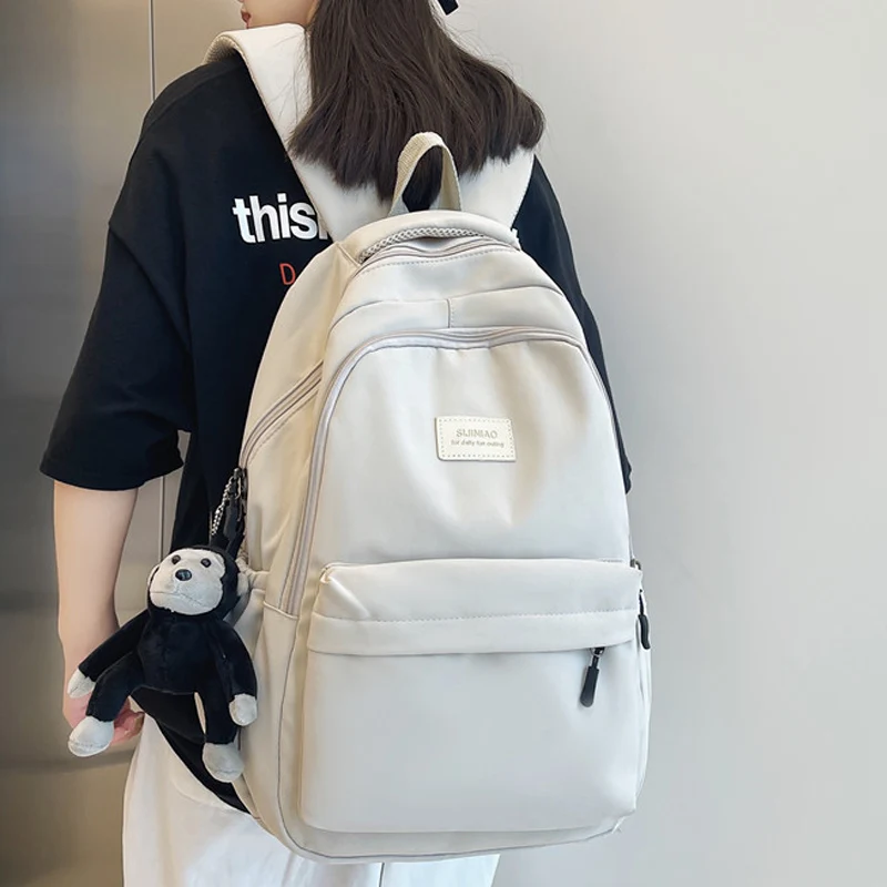 Solid Color Women Rucksack Large School Bag Backpack for Teenage Girls Fashion College Student Book Back Pack Mochila Feminina