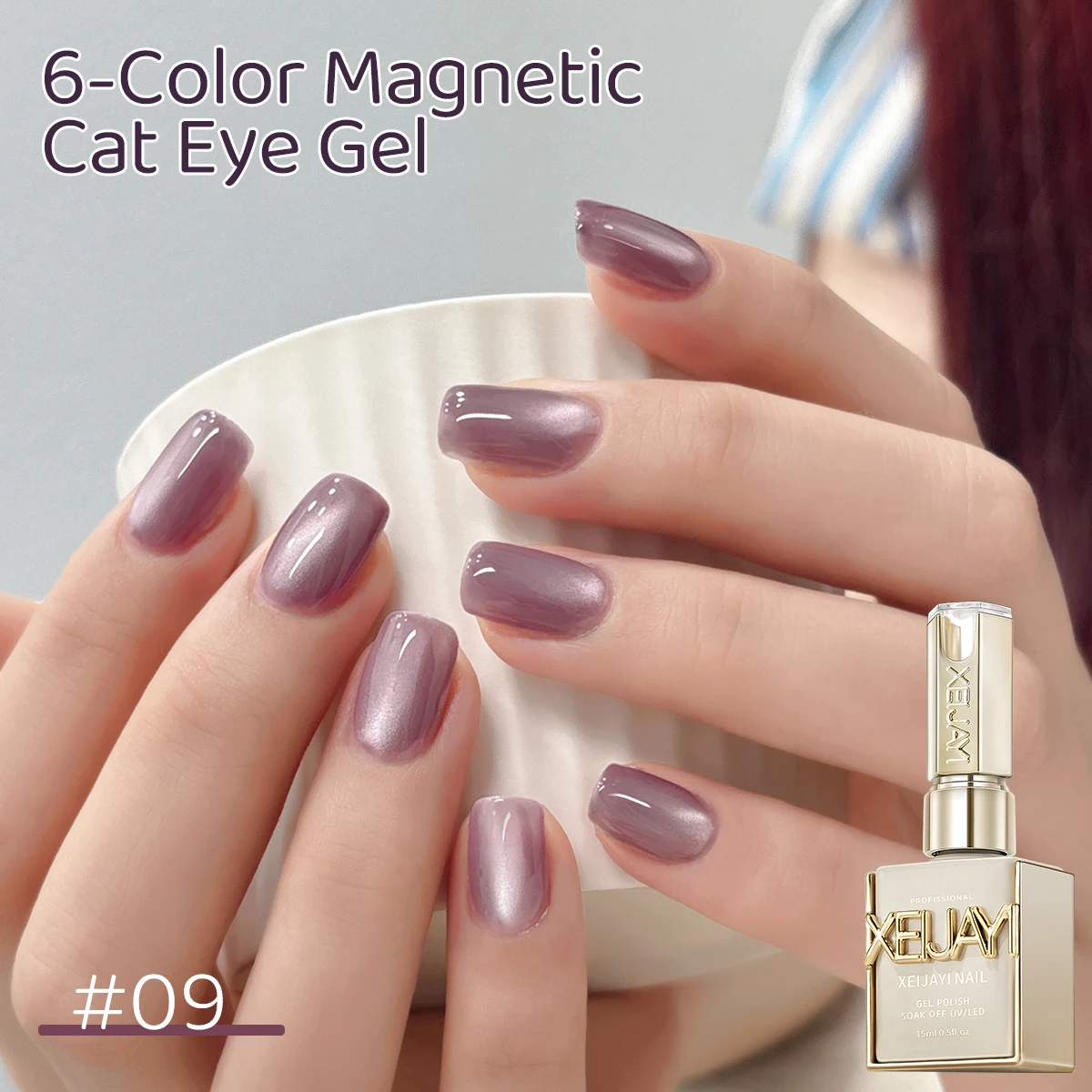 1 PC CAT EYE เล็บเจล 2025 สไตล์ใหม่สีฟ้าสีม่วง CAT EYE Nail Art เหมาะสําหรับผู้หญิงเล็บ Salon Design สําหรับฤดูร้อน