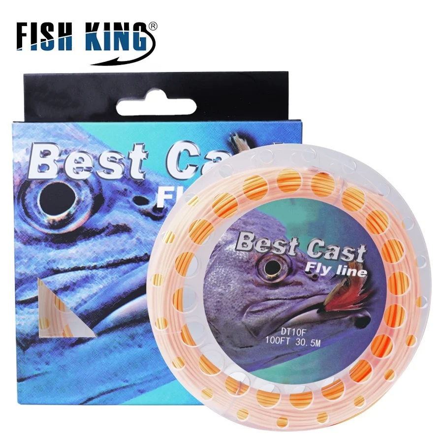 

FISH KING 100FT/30.5M Weight Forward Fly Line Inner Braided Pe Line Outside Pvc WF4F-WF8F Top Tip Sinking Fly Fishing Line