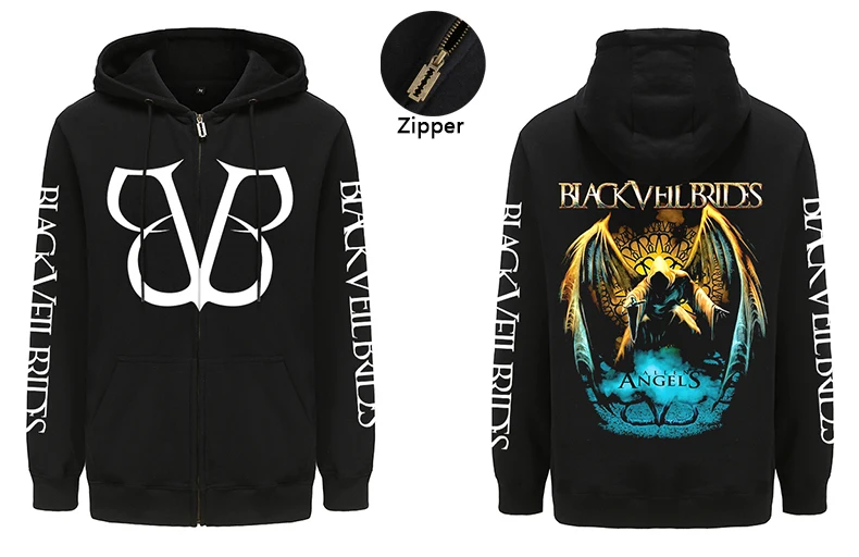 Black Veil Brides Hoodie Sweatshirts Men/women Hip Hop Streetwear Hoody Tops Harajuku Styles Oversized Zip-up Hooded Coats