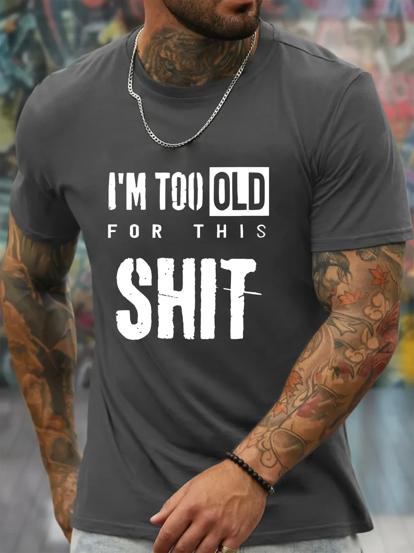 

Pop Men's Summer 100% Cotton Fashionable Casual Loose Funny Slogan Graphic Printed Round Neck Short Sleeve T-shirt Top