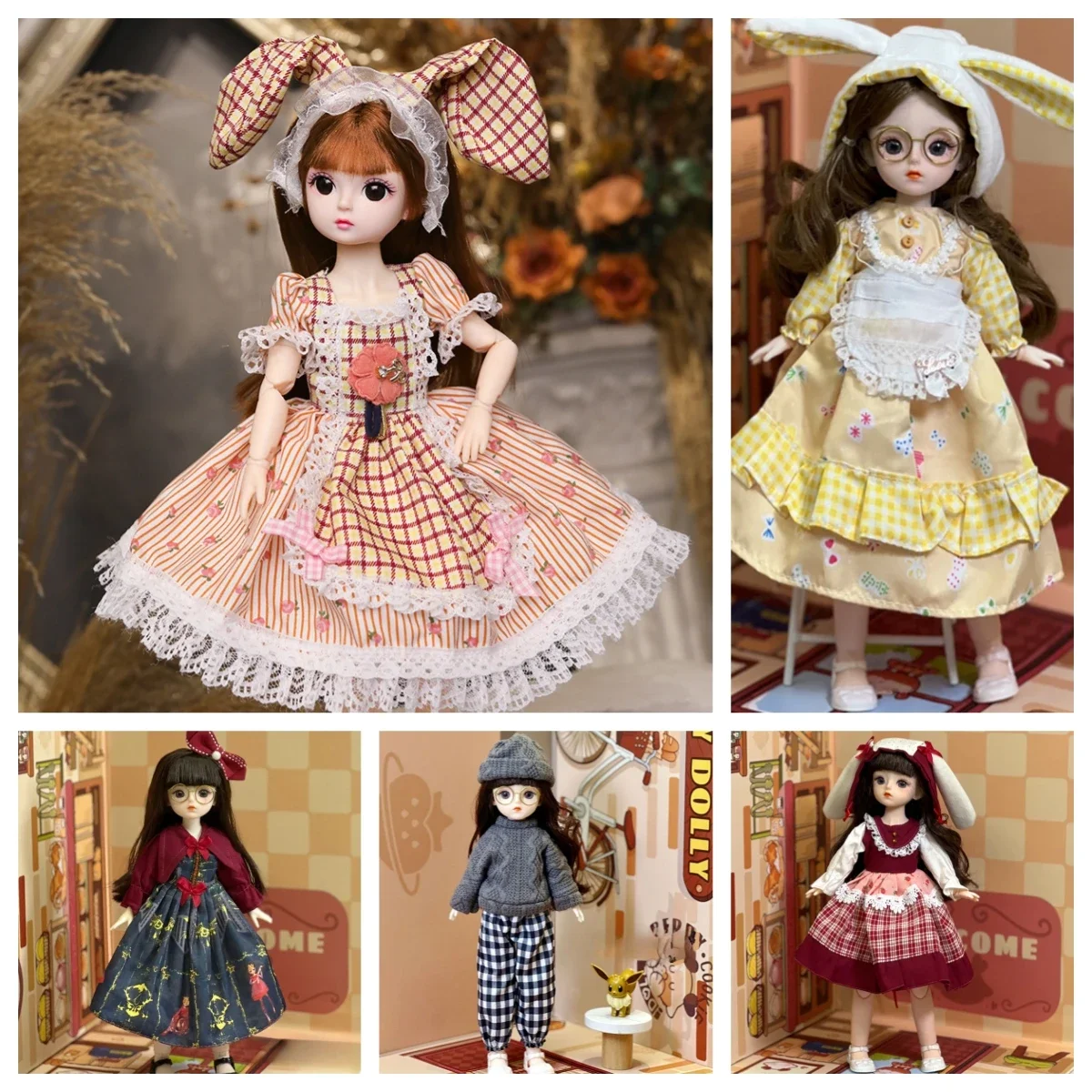 1/6 BJD Doll Clothes 30cm Princess Dolls SD Doll Fashion Replacement Dress Set Doll Accessories, Toys for Girls