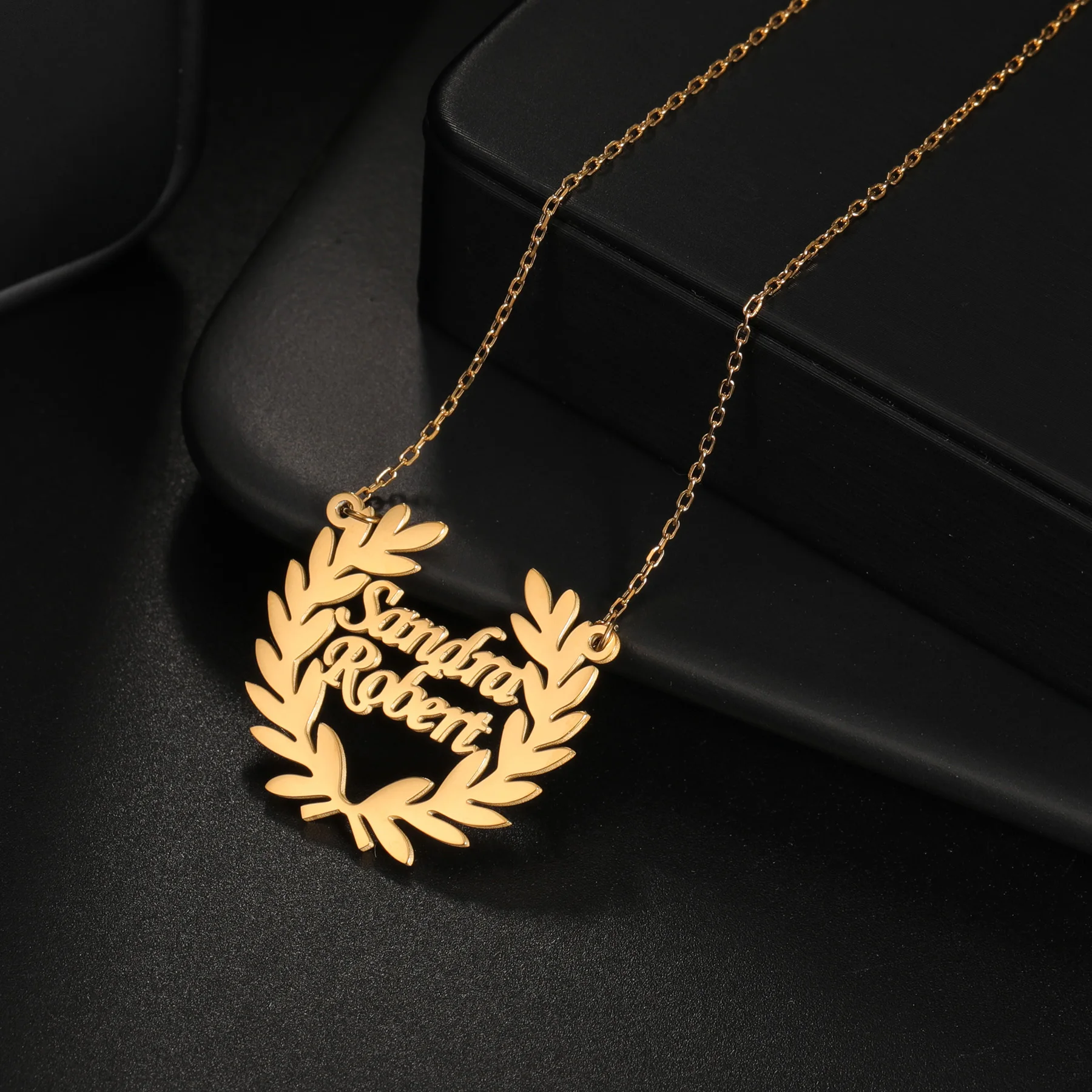 Nextvance Custom Name Necklace Laurel Wreath Style For Women Stainless Steel Personalized Nameplate Pendant Winner Jewelry Gifts