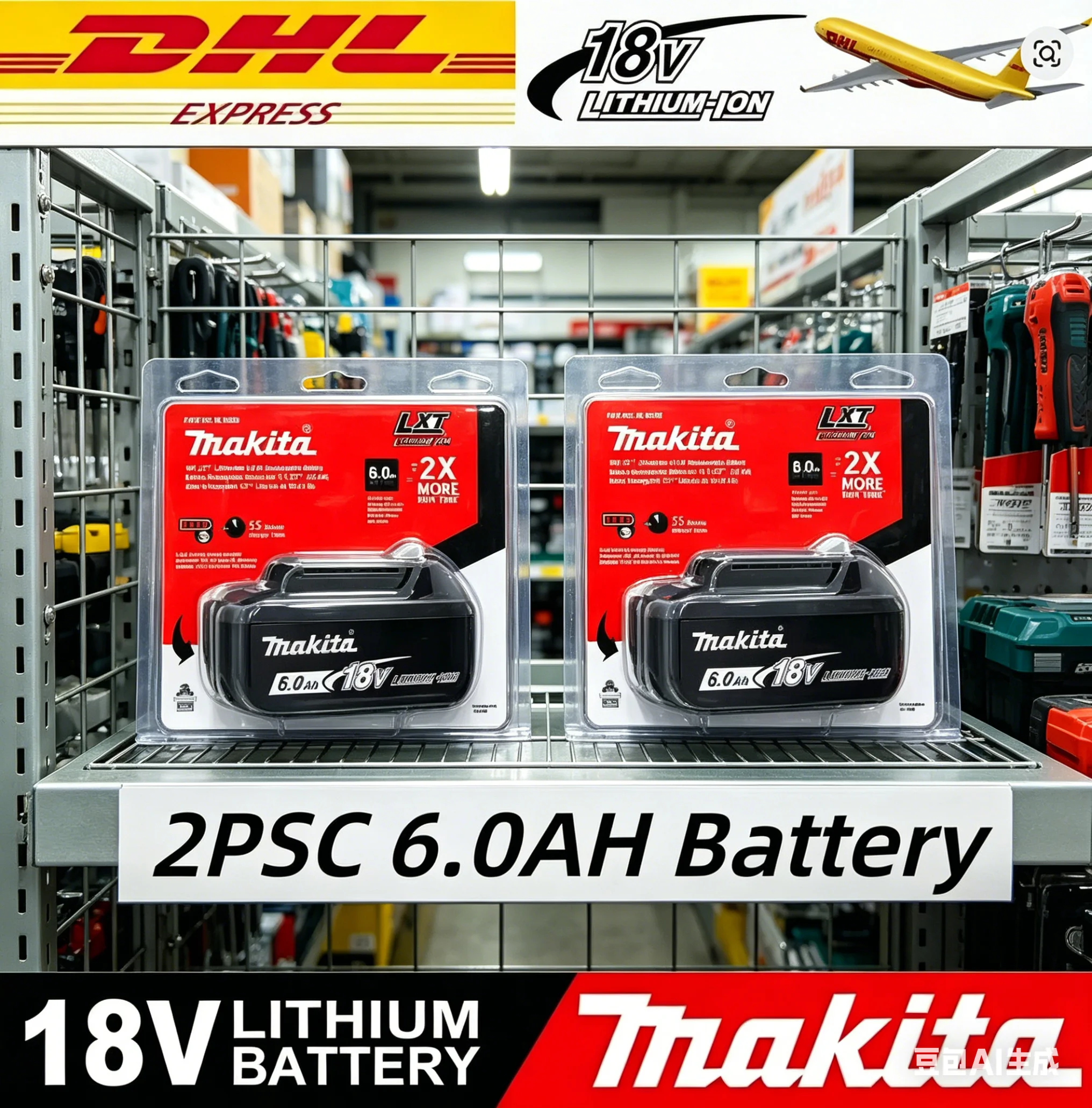 

Makita BL1860 Latest Upgraded Rechargeable Battery 18V 6000mAh Lithium for 18V Battery BL1840 BL1850 BL1830 BL1860B LXT 400