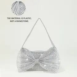 Circular Evening Bag Fashion Bow knot Decorate Banquet Clutch Rhinestone Sparkling Clutches Bag Women Female
