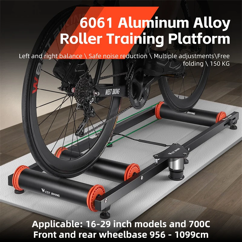 WEST BIKING Bike Roller Trainer Stand Bicycle Exercise Bike Training 6061 Aluminum Alloy MTB Road Bicycle Home Cycling Training