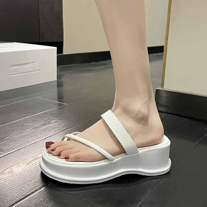 New Fashion Slippers Women Platform Sandals High Wedge Heels Summer Shoes Beach Flip Flops Solid Slides 2022 Slides