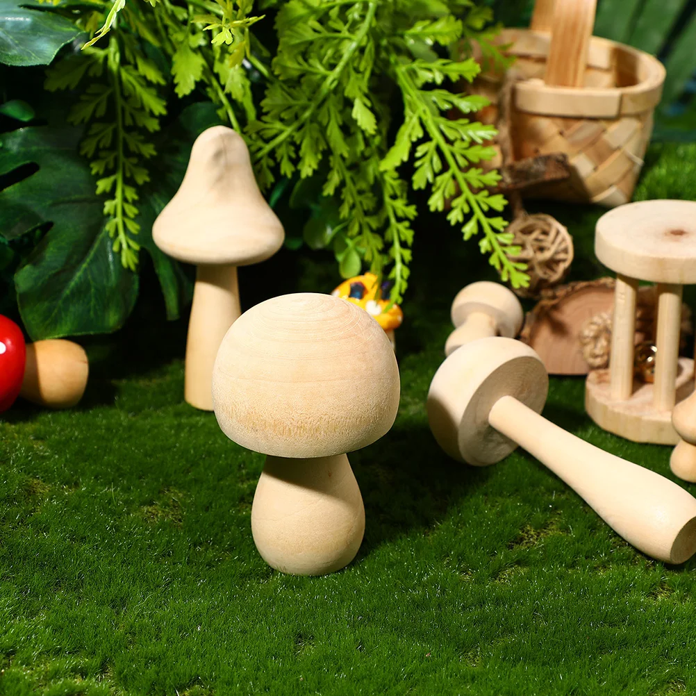

12 Pcs Wooden Mushroom Ornaments Child Decorations Garden Mini Mushrooms for Crafts