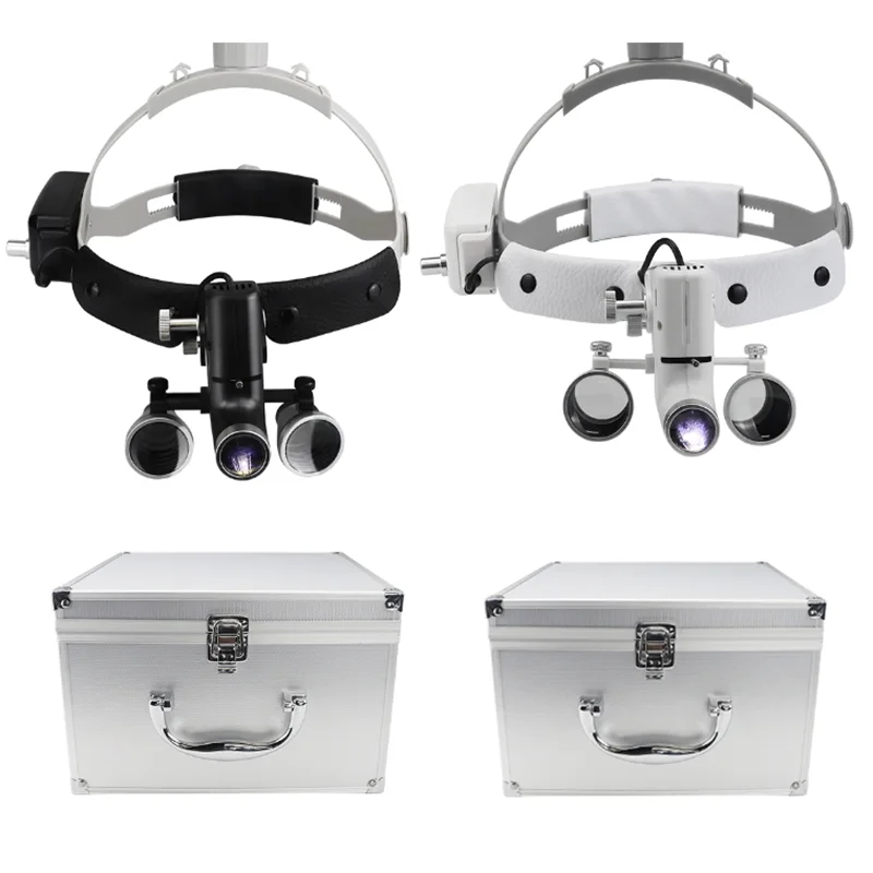 

2.5X 3.5X Dental Loupes Surgical Binoculars Magnifying Glass w 5W Wireless ENT Medical Headlight Spot Size Adjustable