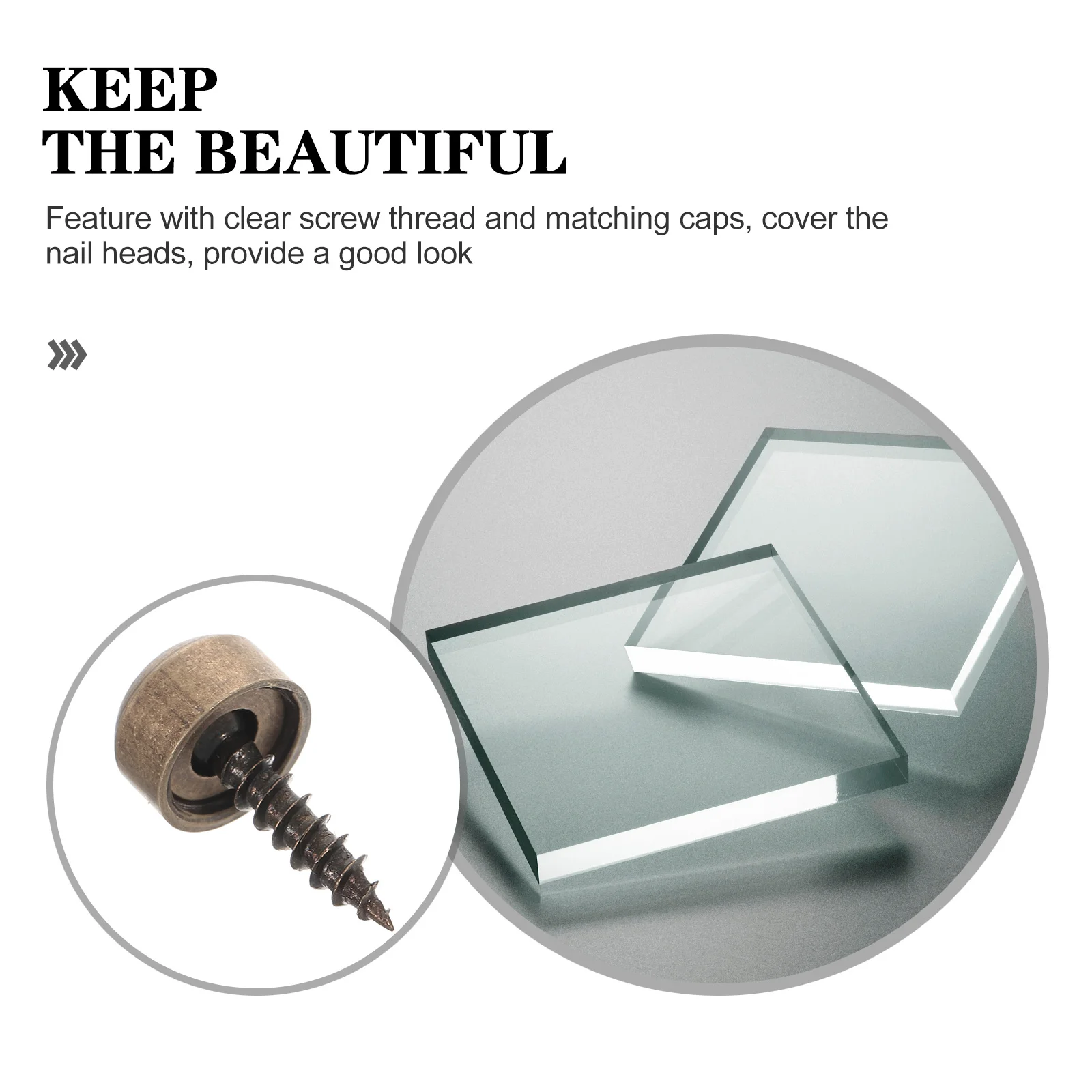 

Fasteners for Sign Display and Mirror Installation Decorative Screw Caps Self Tapping Secure Fixing Set