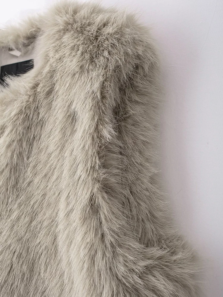 Winter Autumn Casual artificial fur Gray vest new women\'s Faux Fur Vest fashionable Sleeveless Waistcoat Female