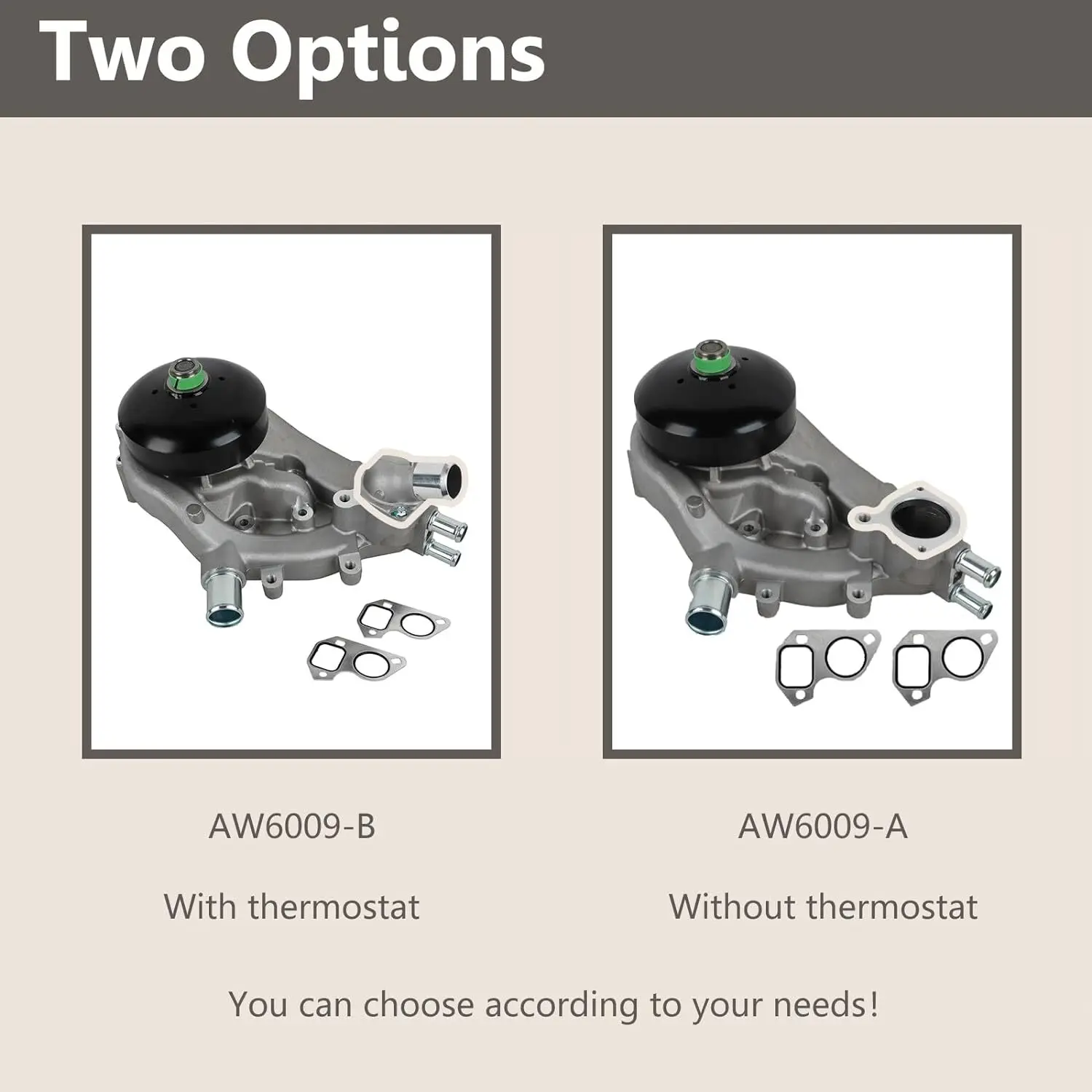 2007-2016 Chevrolet GMC Vortec 4.8L/5.3L/6.0L/6.2L용 온도 조절 장치가 있는 워터 펌프