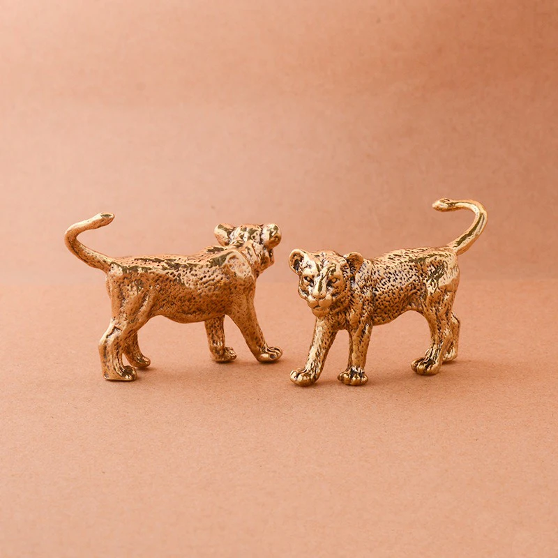 Lucky Leopard Cheetah Figurines Miniatures Desktop Ornaments Home Decorations Crafts Accessories Brass Cheetah Small Statue