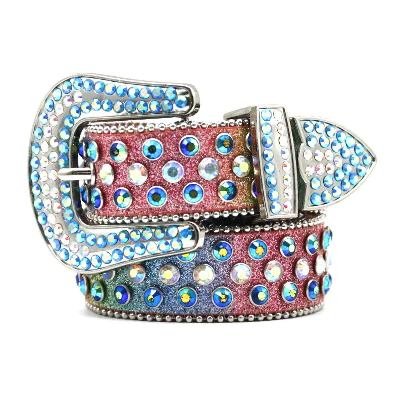 men fashion diamond studded belt pin buckle rhinestone belts stage nightclub dress womens designer waistband soft leather leash