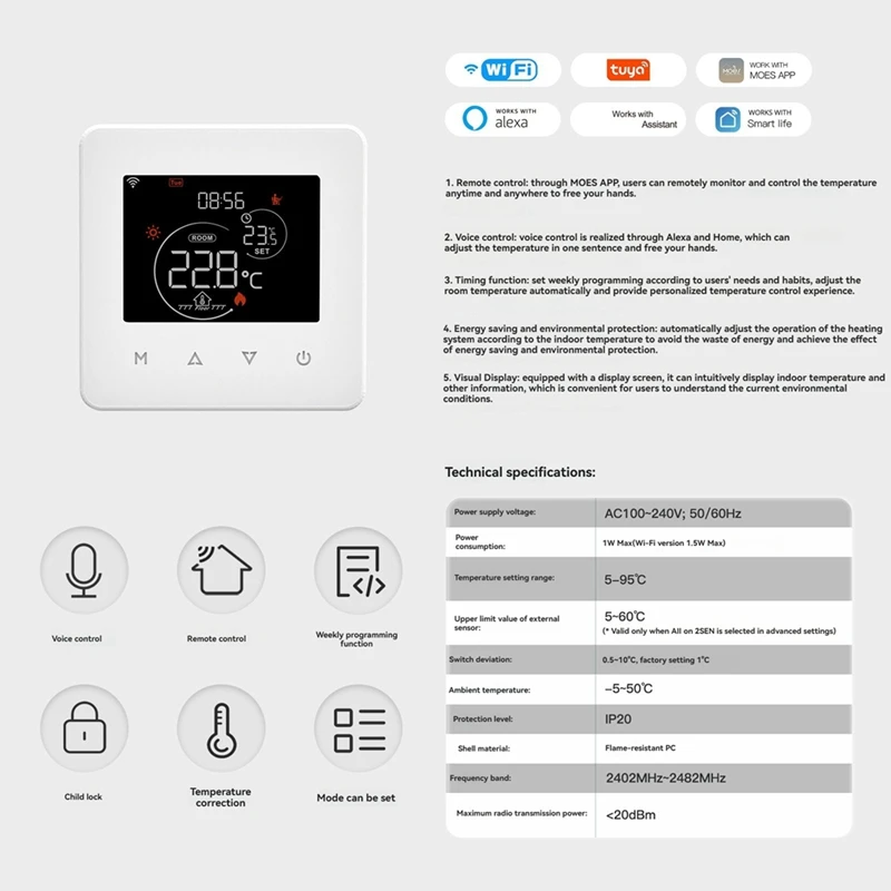 Termostato de aquecimento quente de piso controlador de temperatura termostato de aquecimento de piso elétrico led interruptor de controle de temperatura de toque