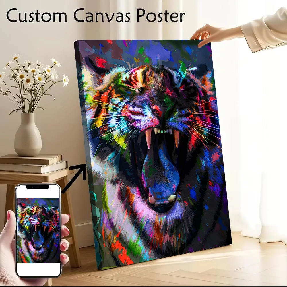 Angry Tiger Canvas Wall Art Poster Personalized Photo Printing Perfect Gift for Decor Living Room Decoration Painting Bedroom