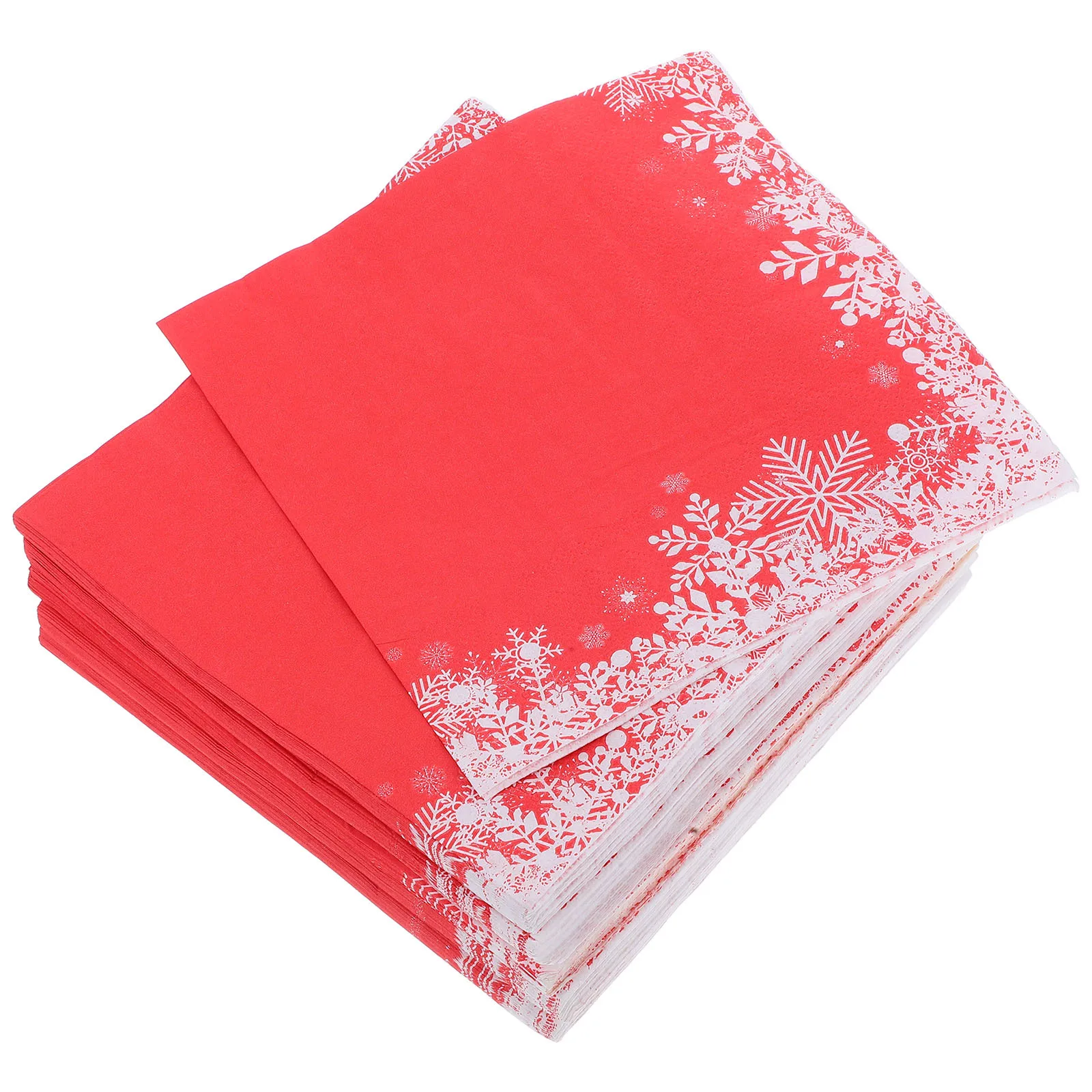 

100Pcs Christmas Napkins Disposable Red Snowflake Paper Napkins Holiday Dinner Table Party Supplies Decorative Paper Napkin