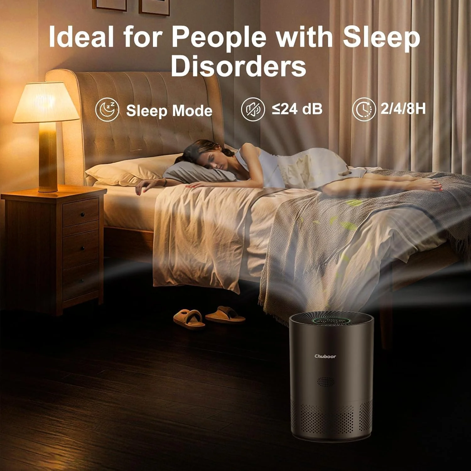 أجهزة تنقية الهواء Chuboor للمنزل H13 True HEPA لغرفة النوم والمطبخ والحمام للكشف عن رائحة حبوب اللقاح والغبار PM2.5