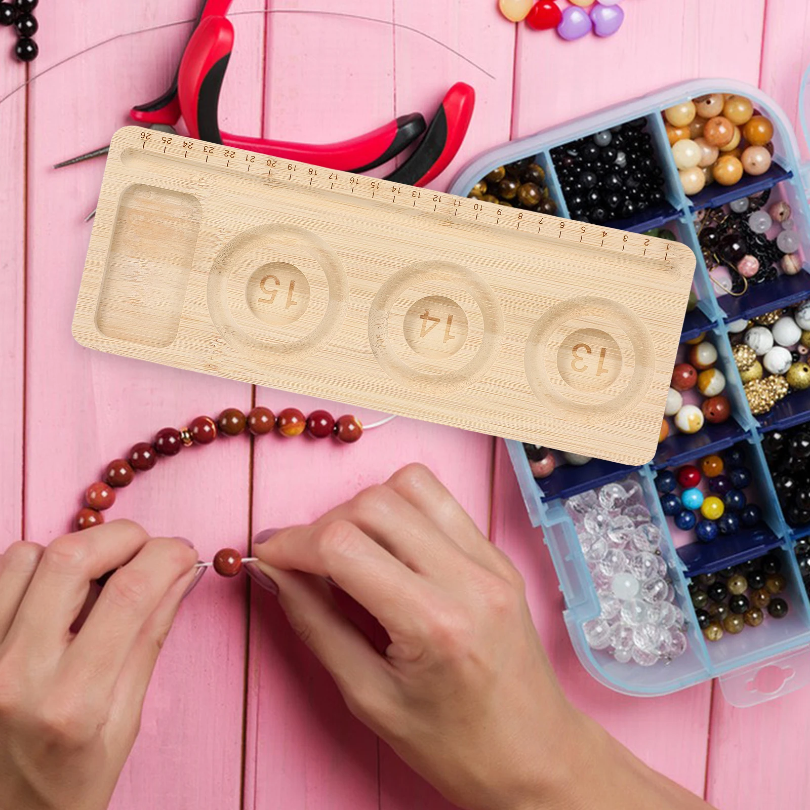 

Bead Tray for Bracelet Making Wooden Multicompartment Beading Mats Jewelry Tools DIY Portable bead boards bracelet